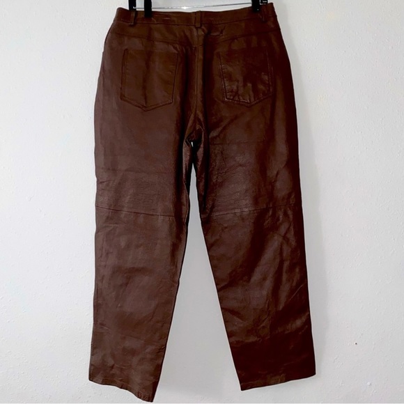 Metro style dark brown leather pants. - Picture 3 of 12